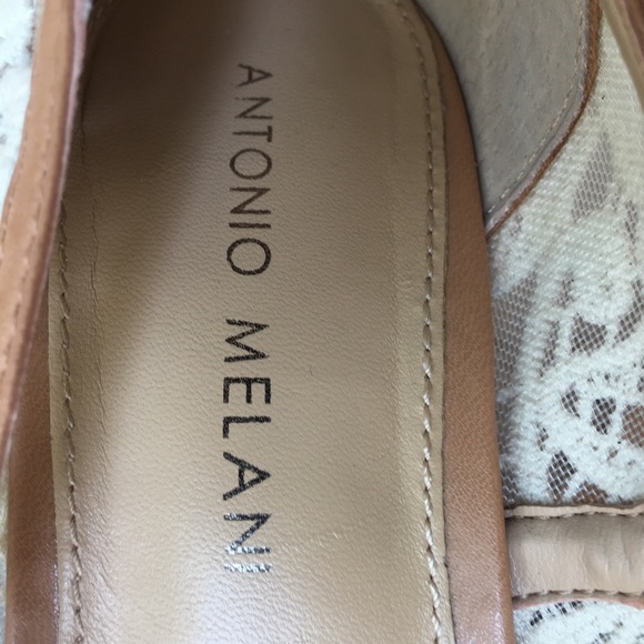 Antonio Melanie Tan & Ivory Lace Slip On Heels - Picture 5 of 8